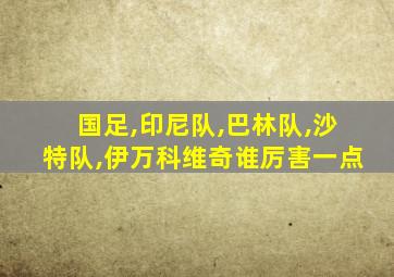 国足,印尼队,巴林队,沙特队,伊万科维奇谁厉害一点