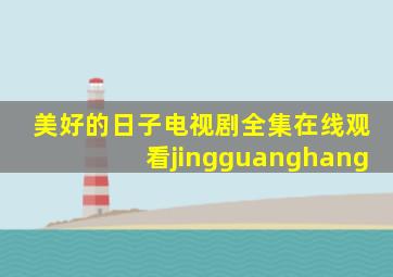 美好的日子电视剧全集在线观看jingguanghang