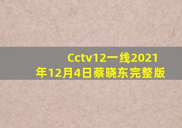 Cctv12一线2021年12月4日蔡晓东完整版